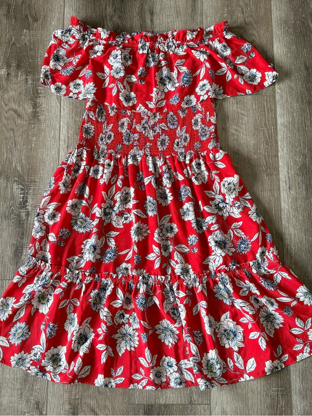 ELIZA J Off-Shoulder Red Floral Sundress